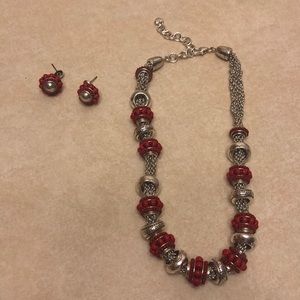 Brighton red necklace with earrings